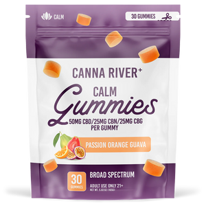 Canna River - CALM GUMMIES - 50mg Broad Spectrum (THC FREE) CBD with 25mg CBN & 25mg CBG each - Passion Orange Guava or Pink Watermelon - 30pk - NEW!