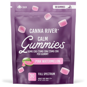 Canna River - CALM GUMMIES - NEW - 50mg Full Spectrum CBD with 25mg CBN & 25mg CBG each - Pink Watermelon - 30 pk