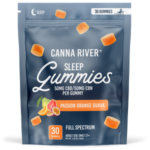 Canna River - SLEEP GUMMIES - NEW - 50mg Full Spectrum CBD & 50mg CBN each - Passion Orange Guava - 30 pk