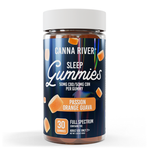 Canna River - SLEEP GUMMIES - NEW - 50mg Full Spectrum CBD & 50mg CBN each - Passion Orange Guava - 30 pk