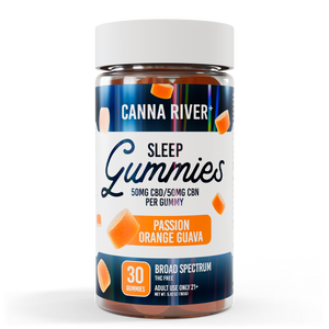 Canna River - SLEEP GUMMIES - Passion-Orange-Guava - 50mg Broad Spectrum (THC FREE) CBD & 50mg CBN each - 30pk - NEW!