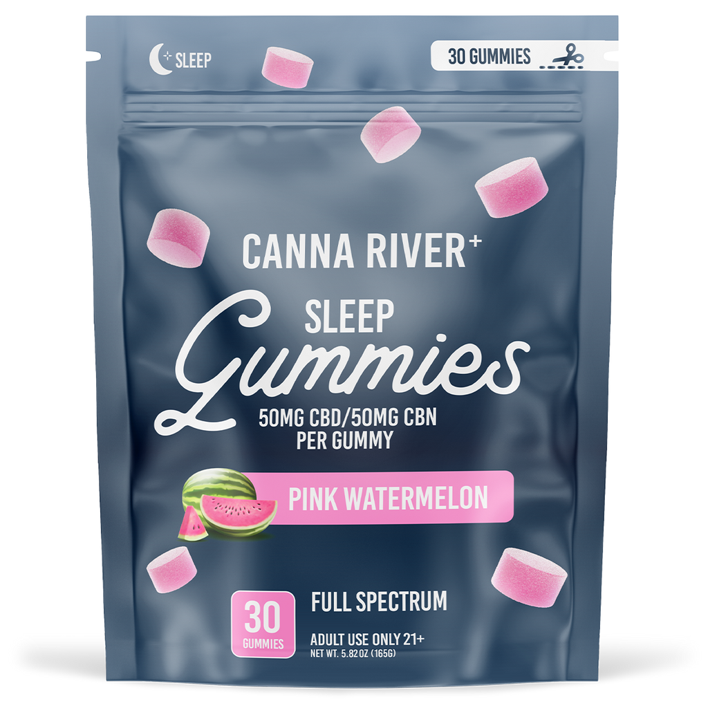 Canna River - SLEEP GUMMIES - NEW - 50mg Full Spectrum CBD & 50mg CBN each - Pink Watermelon - 30 pk