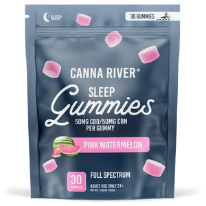 Canna River - SLEEP GUMMIES - NEW - 50mg Full Spectrum CBD & 50mg CBN each - Pink Watermelon - 30 pk