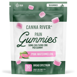 Canna River - PAIN GUMMIES - 50mg Broad Spectrum (THC FREE) CBD & 50mg CBG each - Passion Orange Guava or Pink Watermelon - 30pk - NEW!