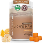 Charlotte's Web - Natural FOCUS Support Lion's Mane Mushroom Gummies for Cognitive Support - Tangerine Flavor - 60 count