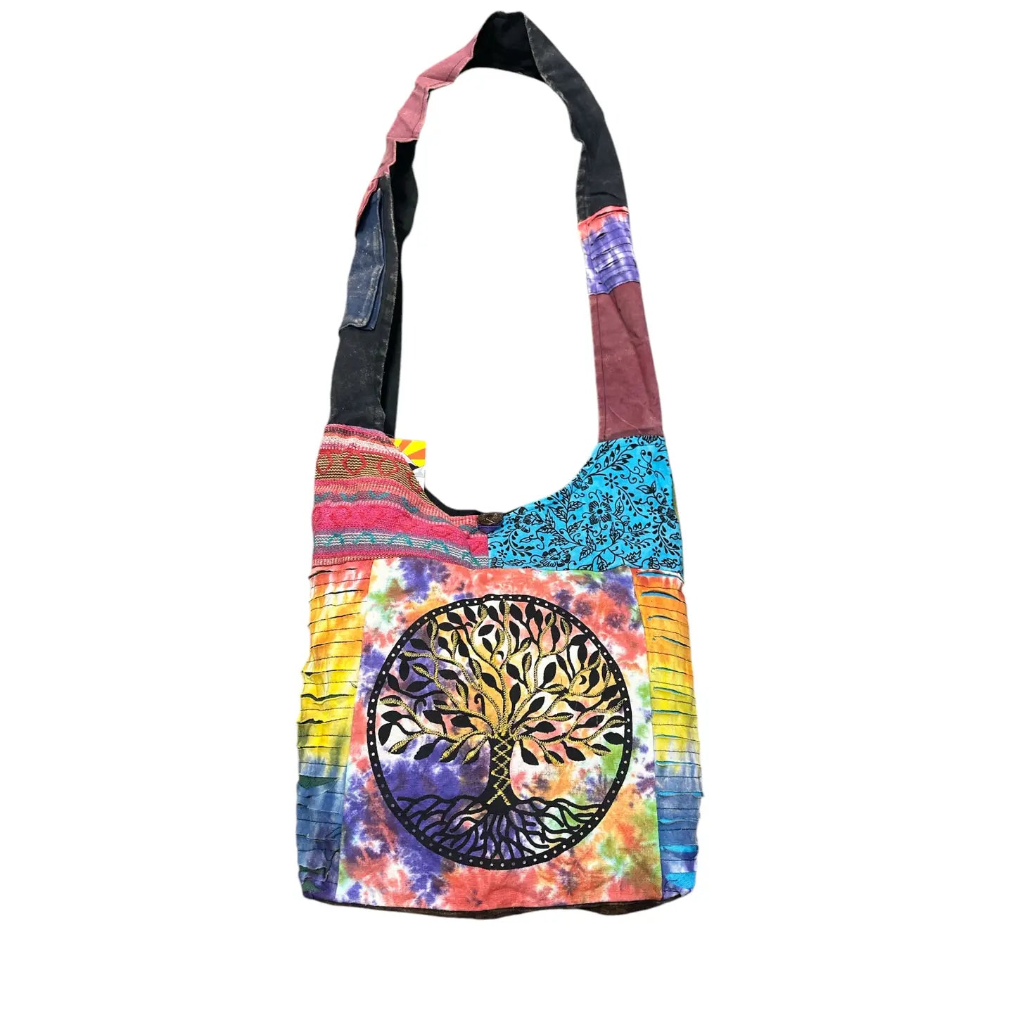 Hemp & Cotton Tree of Life - Multicolored Shoulder Bag - Zips Closed w/Shoulder Pocket