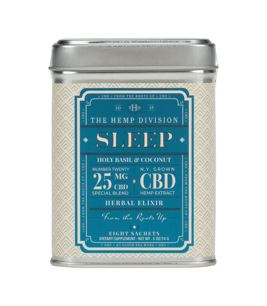 The Hemp Division - SLEEP - Holy Basil, Moringa & Coconut – 25 MG CBD / serving - 8 sachets per tin - NEW!