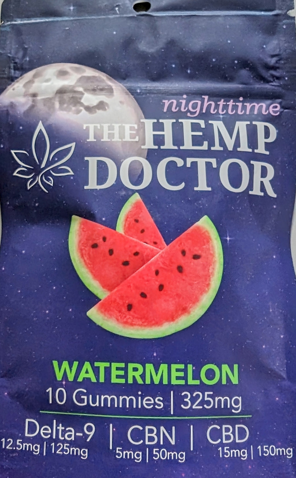 *The Hemp Doctor - Hemp Derived Delta-9 Watermelon Flavored NIGHTTIME - THC/CBD/CBN Full Spectrum Gummies - 10pk