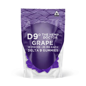 * The Hemp Doctor - 25mg Hemp Derived Delta-9 THC Infused Gummies - STRAWBERRY - GRAPE or WATERMELON - - 10pk (20 servings)