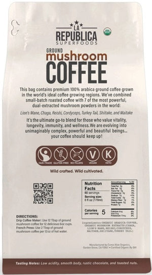 * BACK IN STOCK! La Republica Ground Mushroom Coffee - Focus & Energy - NEW - 12oz bag (60 servings)