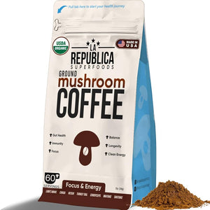 * BACK IN STOCK! La Republica Ground Mushroom Coffee - Focus & Energy - NEW - 12oz bag (60 servings)