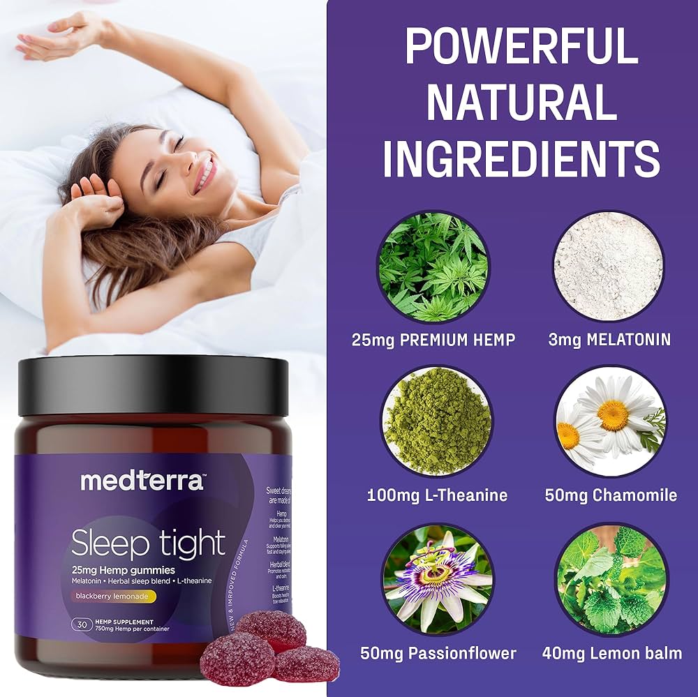 * Medterra CBD - Sleep Tight 25mg CBD Sleep Gummies with l-theanine to help promote relaxation - 30 count