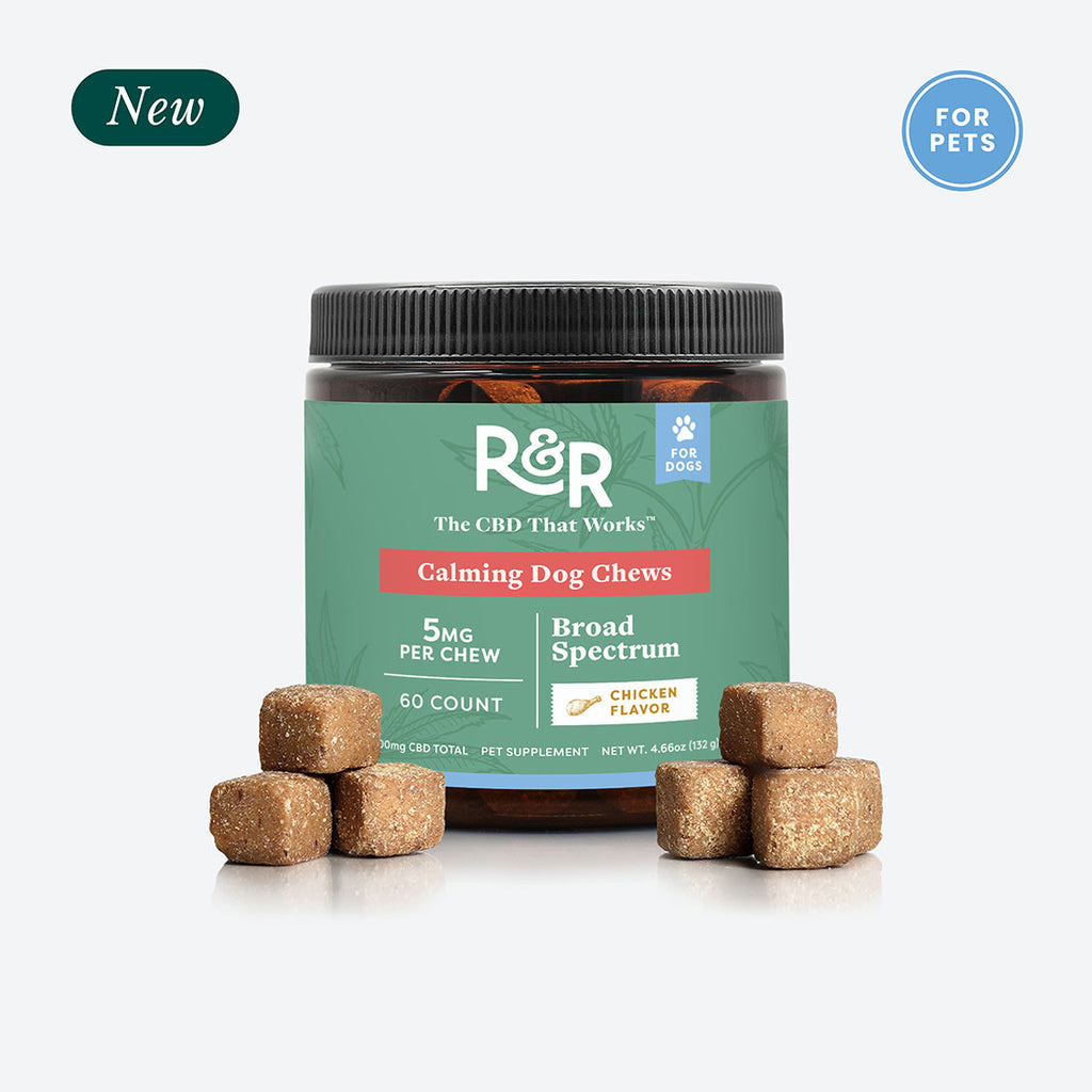 * NEW! R&R CBD Calming Dog Chews - with Calming Chamomile, Passon Flower & Ginger Root - 60 Treats