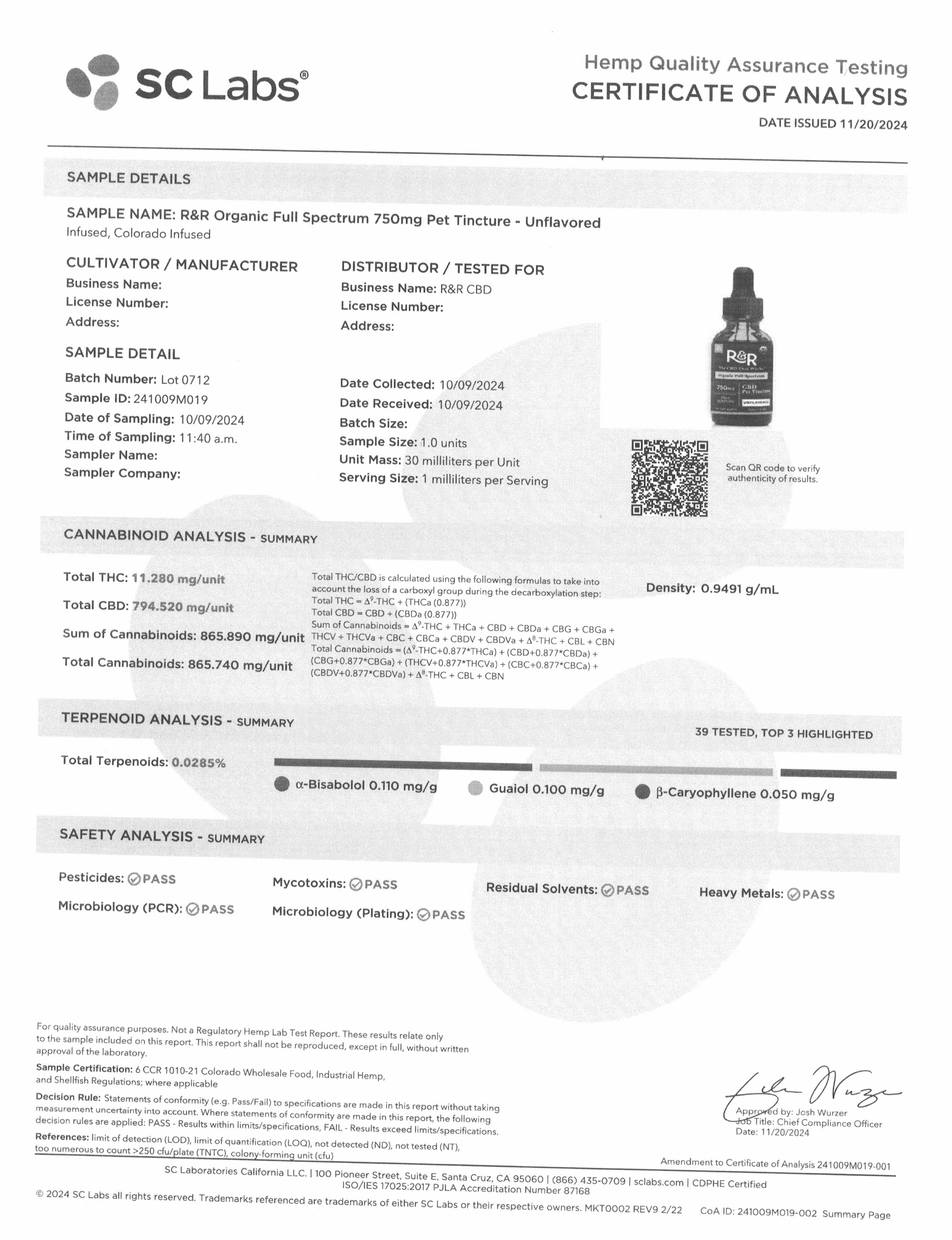 R&R Medicinals - 750mg Full-Spectrum CBD Tincture - Pet Tincture for all Pets - 1oz