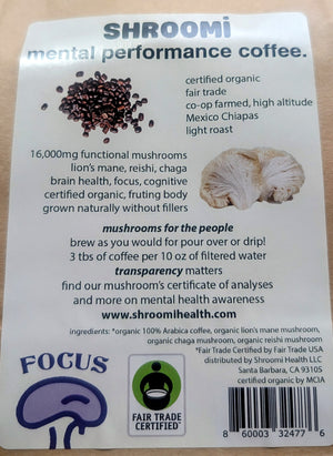 Shroomi Mental Performance Mushroom Coffee - Mexico Chiapas Light Roast - 12oz bag - NEW! - Curious Rick's Hemporium