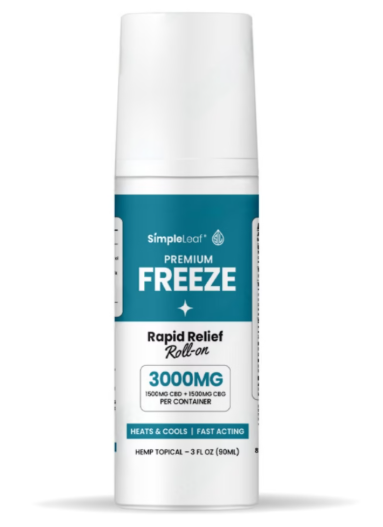 *Simple Leaf - NEW - Rapid Relief Roll-on - 3000mg Combined CBD+CBG Topical - 3oz