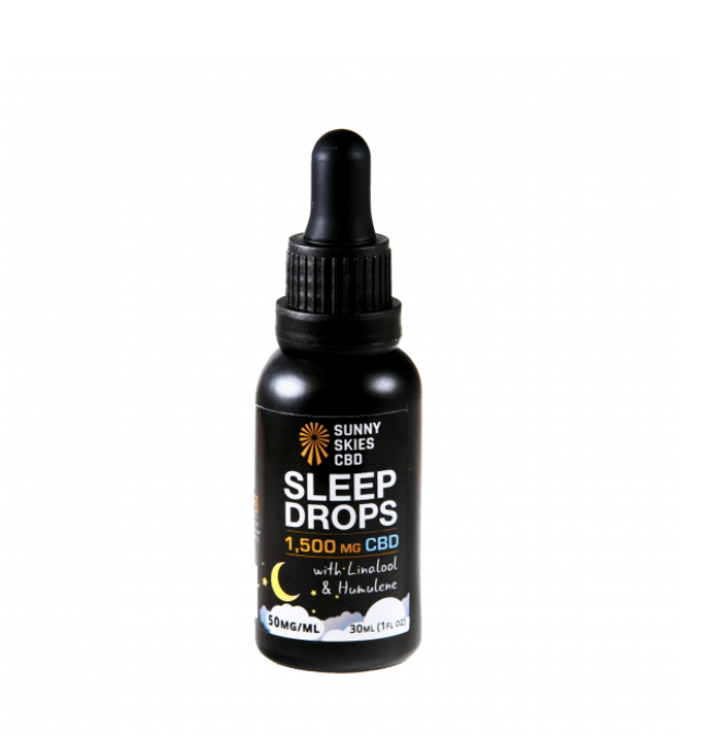 Sunny Skies - NEW - 1500mg Full-Spectrum CBD Sleep Drops w/Linalool and Humulene