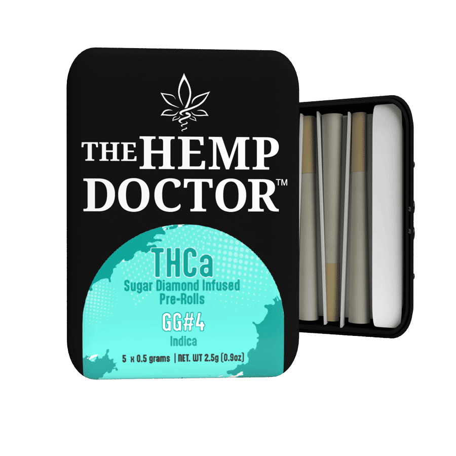 *BACK IN STOCK! The Hemp Doctor - NEW! GG#4 - Gorilla Glue #4 (Indica) - THCA Sugar Diamond Infused 5pk - 1/2 gm Pre-Rolls