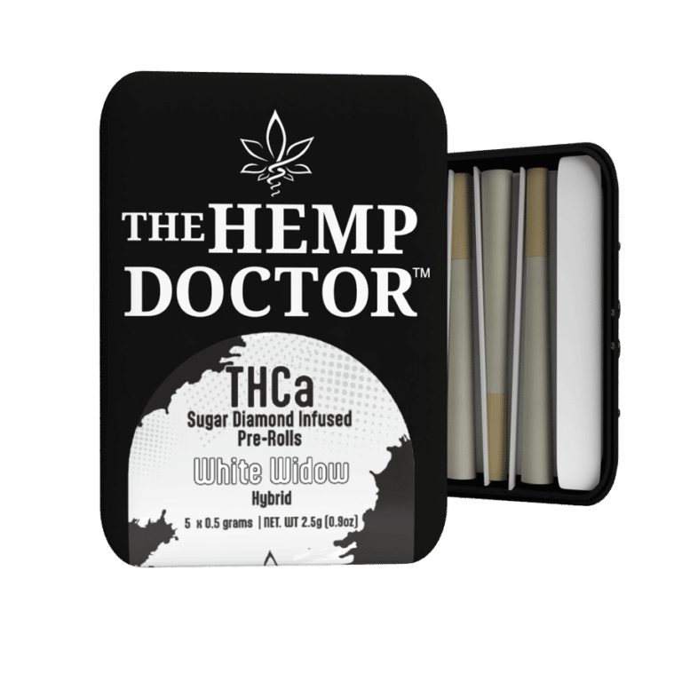 *The Hemp Doctor - NEW! - White Widow (Sativa Dominate Hybrid) - THCA Sugar Diamond Infused 5pk - 1/2 gm Pre-Rolls (Copy)