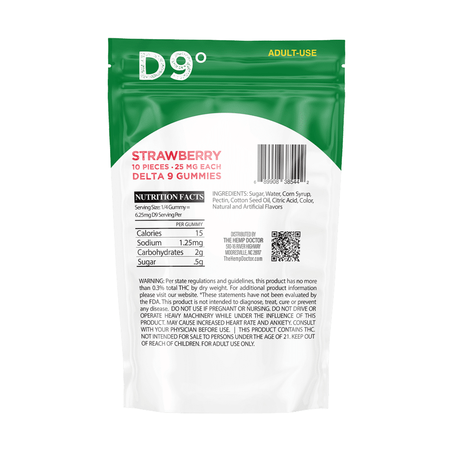 *The Hemp Doctor - 25mg Hemp Derived Delta-9 THC Infused Gummies - Strawberry - 10pk (20 servings)