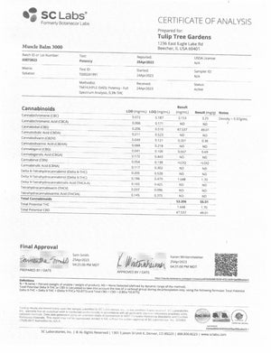 * Tulip Tree Gardens - OUR STRONGEST BALM - 3000mg CBD Muscle & Joint Balm - 2 oz push-up - Get 12% Discount w/Subscription!