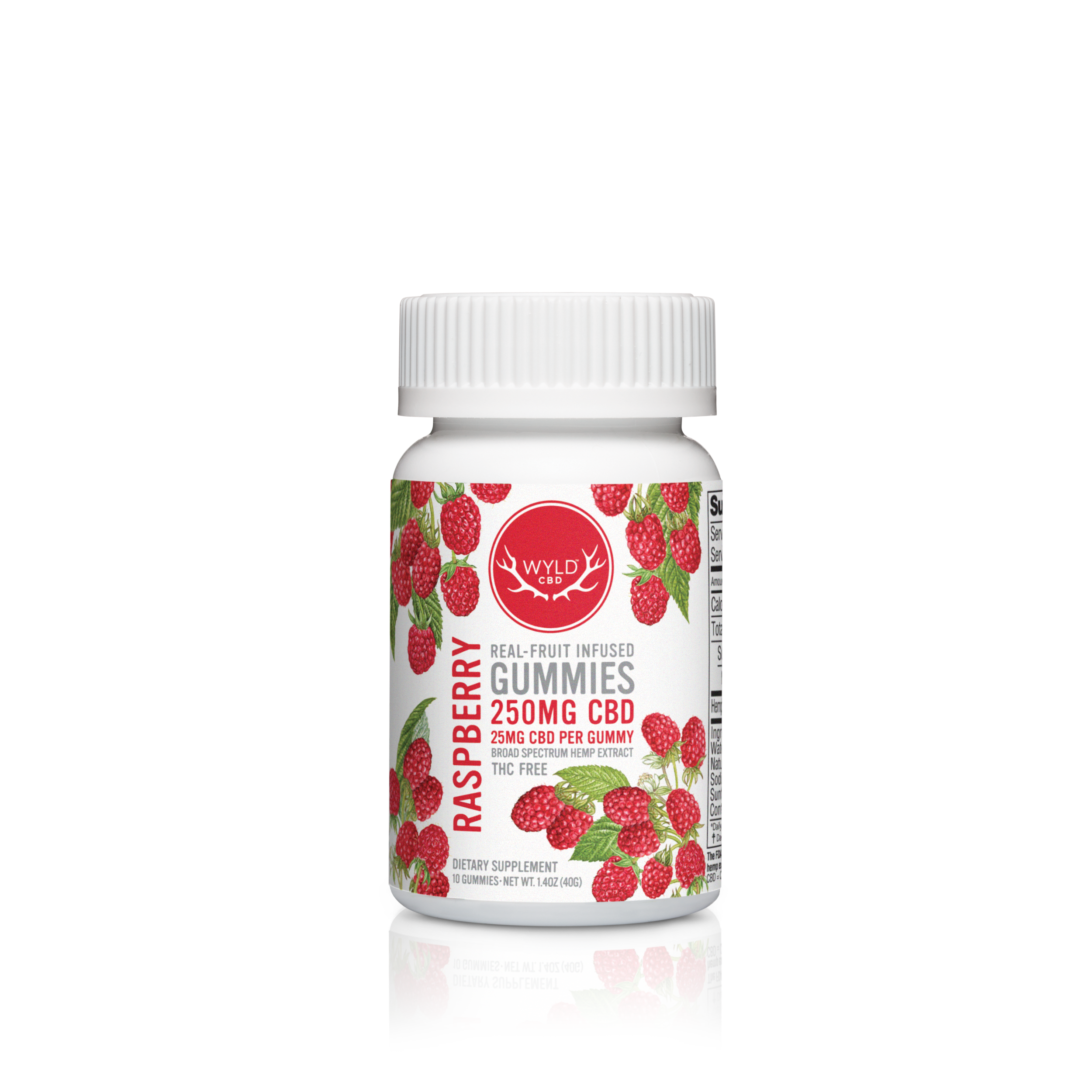 *NEW! WYLD - CBD Gummies - THC FREE - 25mg CBD each - Real Raspberry Fruit Flavored - 10 count