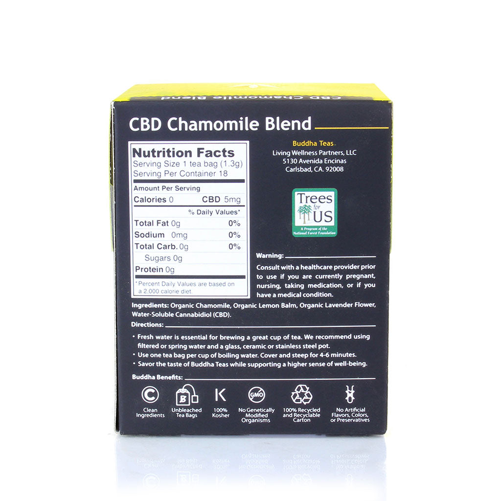 Buddha Teas CBD Chamomile Blend Organic Tea - 18 Tea Bags / Box