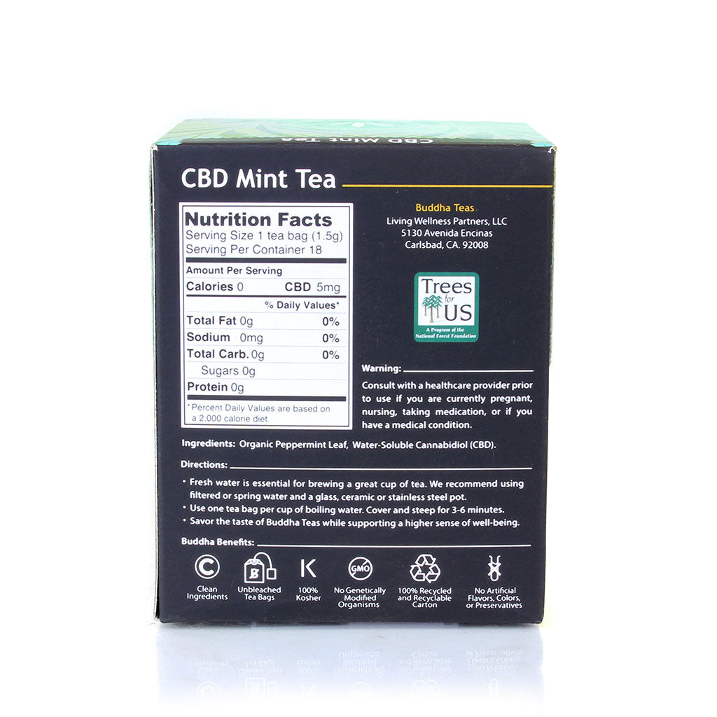 Buddha Teas Organic CBD Peppermint Tea - 18 Tea Bags / Box