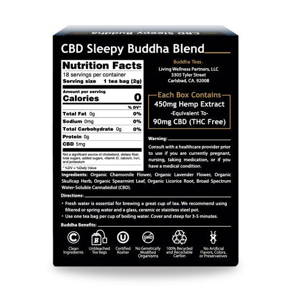 Buddha Teas - CBD Sleepy Buddha Blend -18 Tea Bags