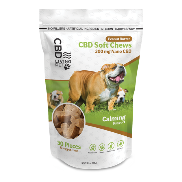 CBD Living - Dog CALMING Soft Chews - Peanut Butter Flavored Calming Treats - 30 Treats