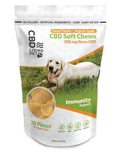 CBD Living - Dog IMMUNITY Soft Chews - Sweet Potato Immunity Support Treats - 300mg Nano-CBD / Bag - 30 Treats