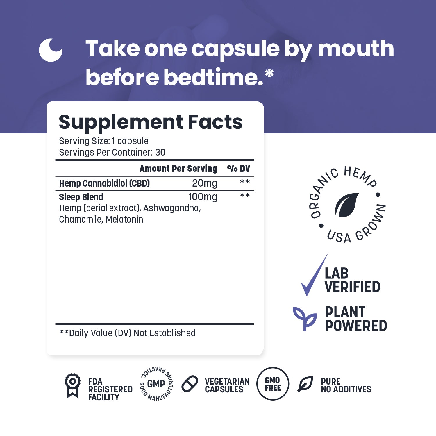 * Simple Leaf - CBD Capsule Sleep Support - All-Natural Sleep Aid - 30 count