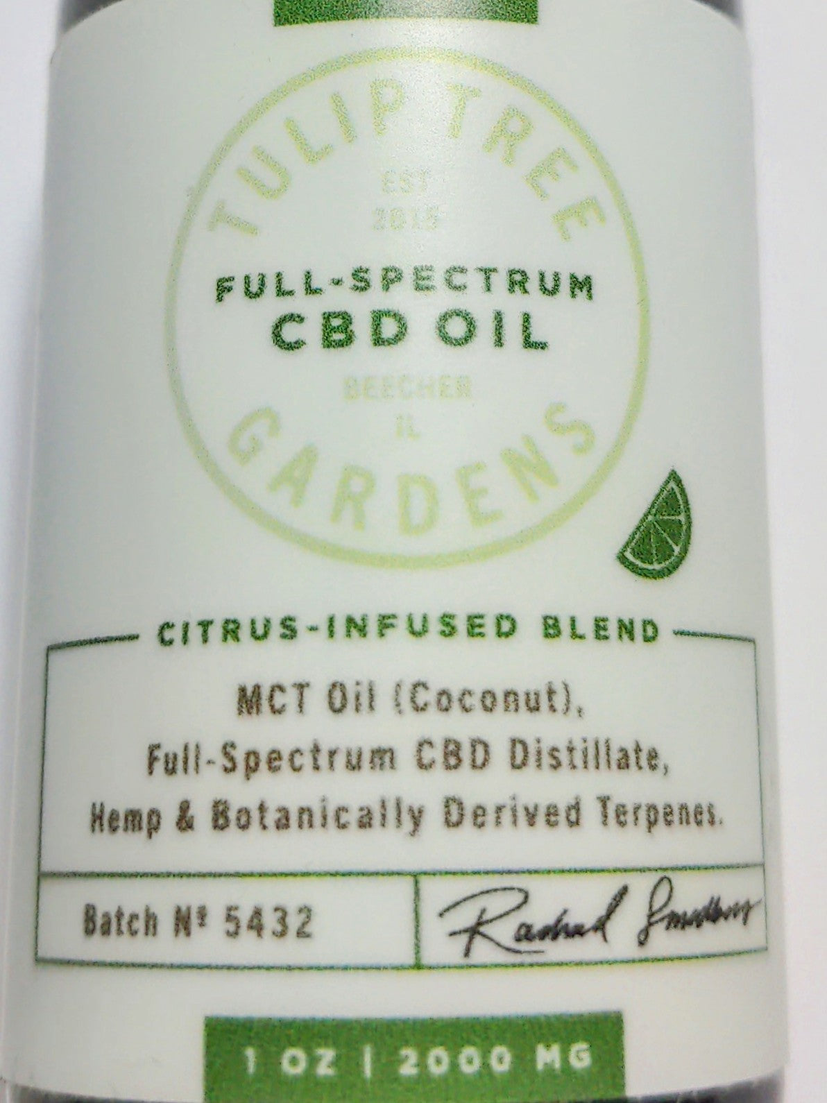 *Tulip Tree Gardens 2000mg Full Spectrum CBD Oil - CITRUS Blend - From Seed to Bottle