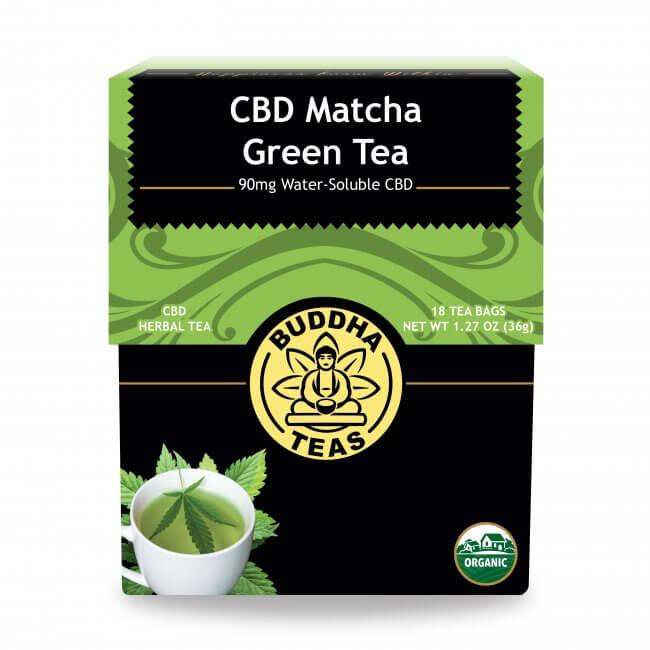 Box of Buddha Teas CBD Match Green Tea available at Curious Rick's Hemporium