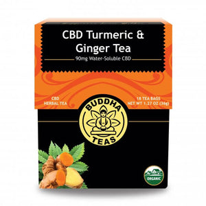 Box of Buddha Teas Turmeric & Ginger CBD Tea available at Curious Rick's Hemporium